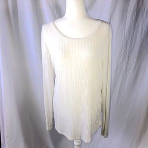 Cream Long Sleeve Ribbed Sweater